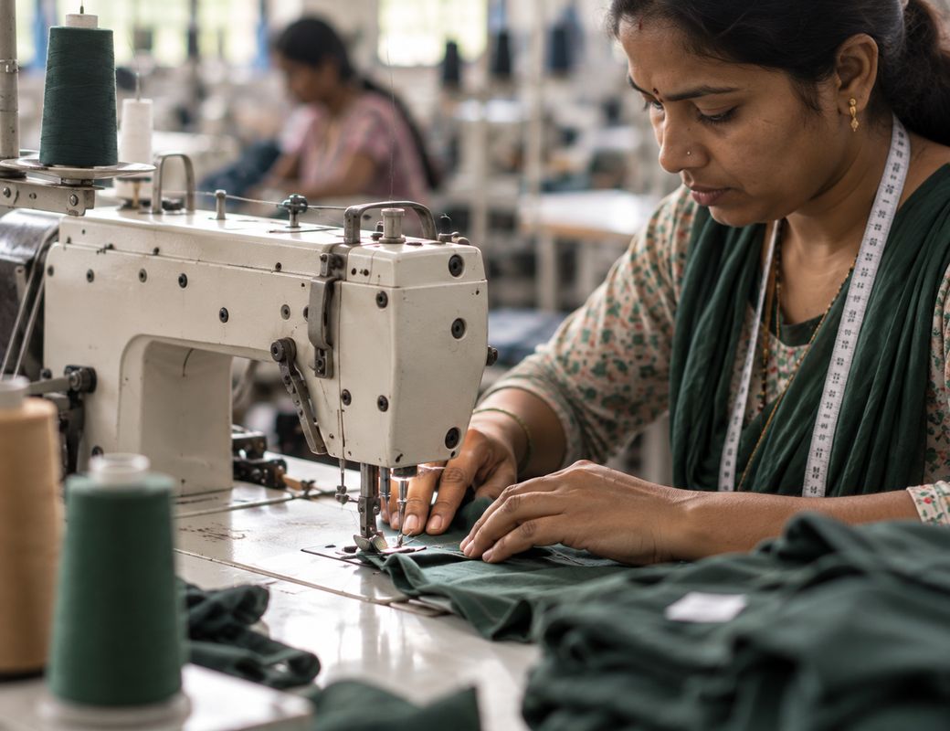 Apparel manufacturing floor at an Indian garment factory